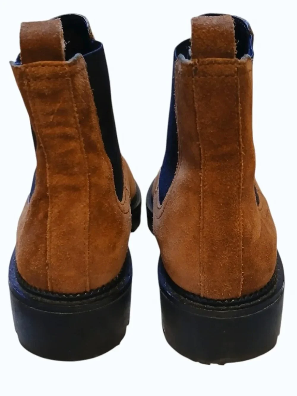 CASLON MILLER Chestnut Brown Suede Pull-On Lug Sole Ankle Boots - Like New